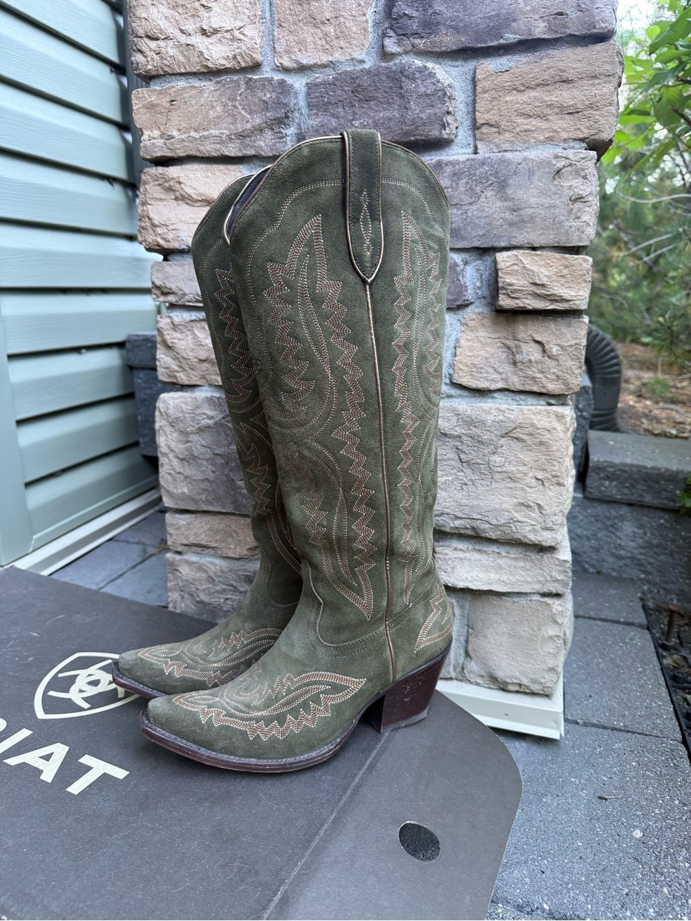 Ariat Olive Green Suede Western Knee-High Boots